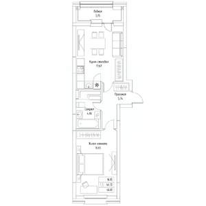 1-к квартира, вторичка, 47м2, 3/9 этаж