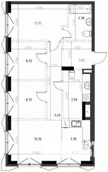 3-к квартира, вторичка, 78м2, 2/15 этаж