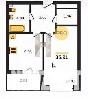 1-к квартира, вторичка, 36м2, 8/15 этаж