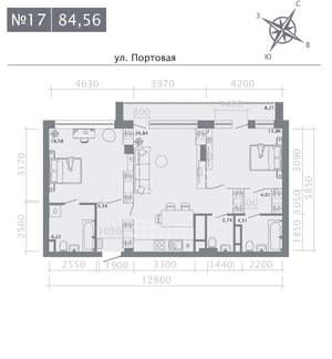 2-к квартира, строящийся дом, 85м2, 4/9 этаж