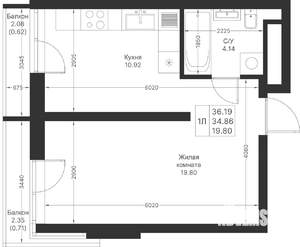 1-к квартира, вторичка, 36м2, 4/24 этаж