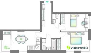 2-к квартира, вторичка, 59м2, 7/9 этаж