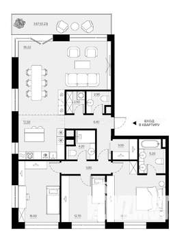 3-к квартира, вторичка, 129м2, 6/6 этаж