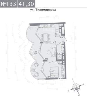1-к квартира, строящийся дом, 41м2, 5/5 этаж