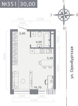 Студия квартира, строящийся дом, 30м2, 4/25 этаж