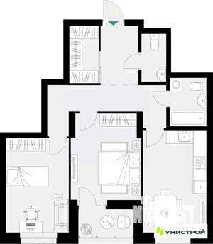 2-к квартира, вторичка, 67м2, 9/18 этаж