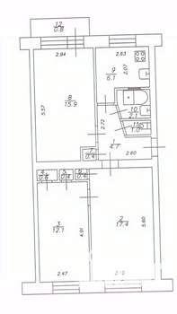3-к квартира, вторичка, 61м2, 3/5 этаж