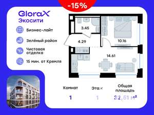 1-к квартира, вторичка, 33м2, 1/11 этаж