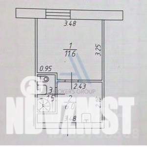 1-к квартира, вторичка, 19м2, 4/4 этаж