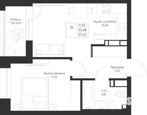 1-к квартира, вторичка, 37м2, 4/23 этаж