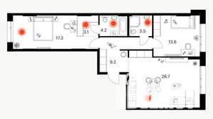 2-к квартира, вторичка, 64м2, 2/13 этаж