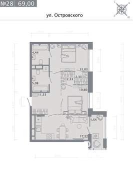 2-к квартира, вторичка, 69м2, 5/8 этаж