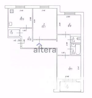 3-к квартира, вторичка, 68м2, 8/9 этаж