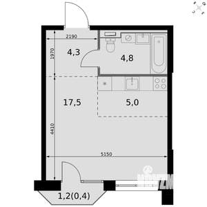 Студия квартира, вторичка, 32м2, 8/20 этаж