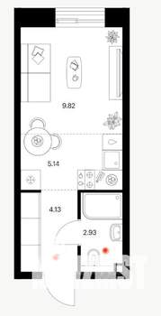 Студия квартира, вторичка, 23м2, 2/11 этаж