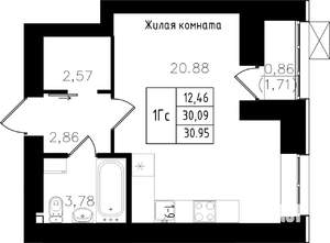 Студия квартира, строящийся дом, 31м2, 2/15 этаж
