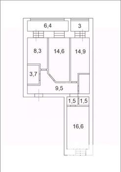 3-к квартира, вторичка, 71м2, 2/9 этаж