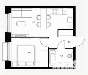 1-к квартира, вторичка, 36м2, 7/24 этаж