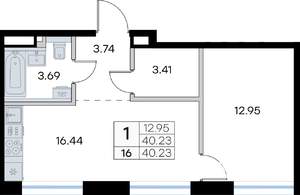 1-к квартира, вторичка, 40м2, 3/8 этаж