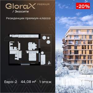 1-к квартира, вторичка, 44м2, 1/8 этаж