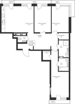 3-к квартира, вторичка, 103м2, 4/10 этаж