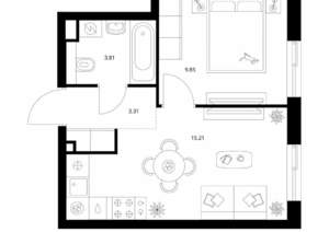 1-к квартира, вторичка, 32м2, 2/24 этаж