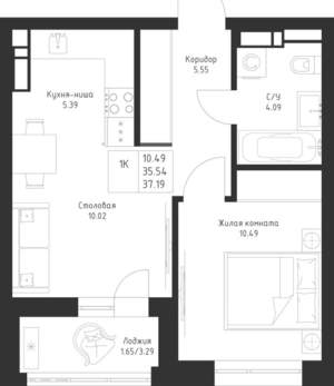 1-к квартира, вторичка, 37м2, 2/23 этаж