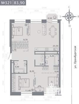 3-к квартира, строящийся дом, 84м2, 4/25 этаж