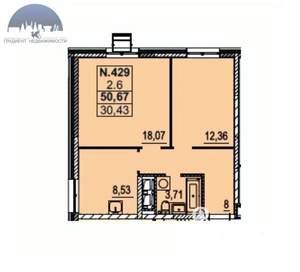 2-к квартира, вторичка, 51м2, 14/24 этаж