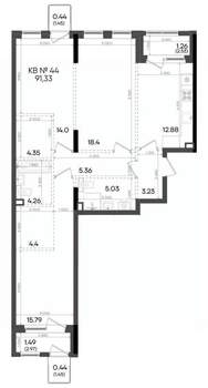 3-к квартира, вторичка, 91м2, 4/9 этаж