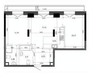 2-к квартира, вторичка, 68м2, 5/19 этаж
