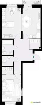 2-к квартира, вторичка, 65м2, 7/18 этаж