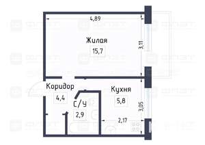 1-к квартира, вторичка, 29м2, 4/5 этаж