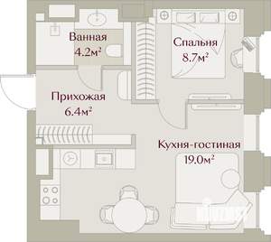 1-к квартира, вторичка, 38м2, 5/8 этаж