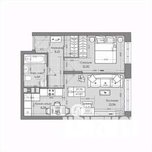 2-к квартира, вторичка, 47м2, 12/19 этаж
