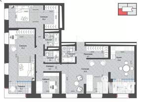 4-к квартира, вторичка, 120м2, 3/22 этаж