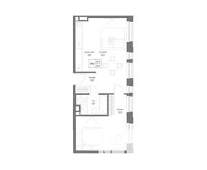 2-к квартира, строящийся дом, 52м2, 1/4 этаж