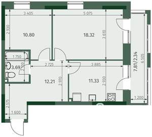 2-к квартира, вторичка, 59м2, 24/25 этаж