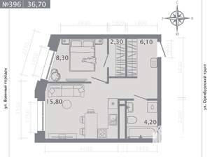 1-к квартира, строящийся дом, 37м2, 4/25 этаж
