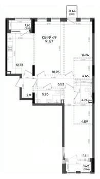 3-к квартира, вторичка, 92м2, 6/9 этаж
