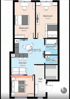 3-к квартира, вторичка, 83м2, 1/9 этаж