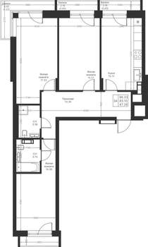 3-к квартира, вторичка, 86м2, 6/24 этаж
