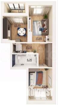 2-к квартира, вторичка, 61м2, 15/19 этаж