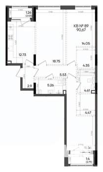 3-к квартира, вторичка, 91м2, 8/9 этаж