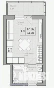 Студия квартира, вторичка, 25м2, 19/20 этаж