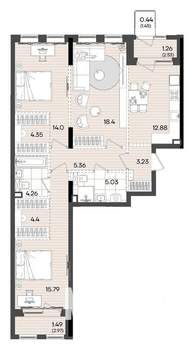 3-к квартира, вторичка, 91м2, 8/9 этаж