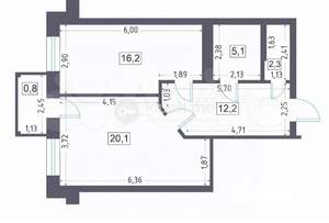 1-к квартира, вторичка, 56м2, 4/5 этаж