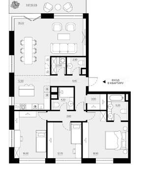 3-к квартира, вторичка, 129м2, 6/5 этаж