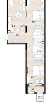 3-к квартира, вторичка, 70м2, 5/9 этаж