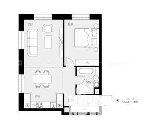 1-к квартира, вторичка, 63м2, 3/6 этаж